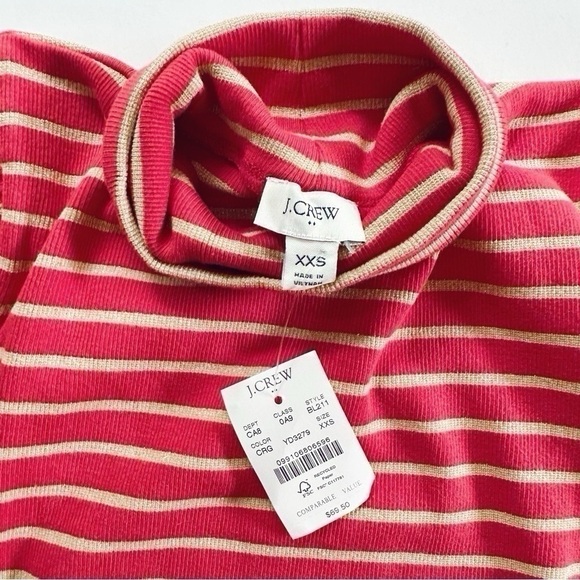 J.Crew Factory Red Gold Stripe Ribbed Top - Picture 3 of 6